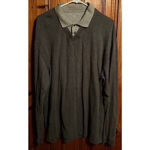 Dockers premium Men's Gray Long Sleeve Collared Sweater layered size large